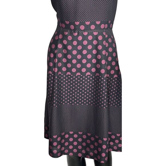 Who What Wear Black Sleeveless Polka Dot Dress Shirred Neck Purple/burgundy SZ S - Picture 4 of 9